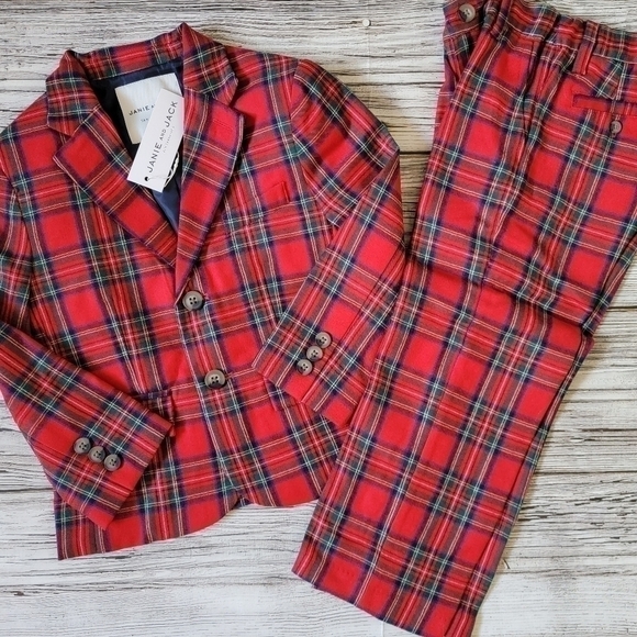 Janie and Jack Christmas Outfit Blazer and Pants 100% Wool NWT - Picture 1 of 6